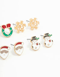 Kids Snowman & Reindeer Stud Earrings 6-Pack - link has visual effect only