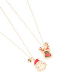 Kids Gold Santa & Reindeer Shaker Necklace 2-Pack - link has visual effect only