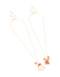 Kids Gold Santa & Reindeer Shaker Necklace 2-Pack - link has visual effect only