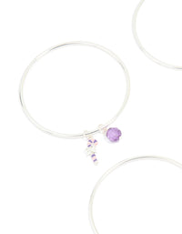 Kids Silver Purple Candy Cane & Santa Bangles 4-Pack - link has visual effect only
