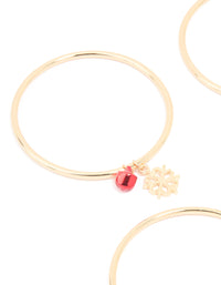 Kids Gold Festive Pudding & Snowman Bangles 4-Pack - link has visual effect only