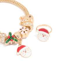 Kids Gold Santa Charm Bracelet & Ring - link has visual effect only