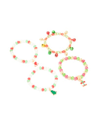 Kids Beaded Jingle Bell & Present Stretch Bracelets 4-Pack - link has visual effect only