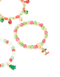 Kids Beaded Jingle Bell & Present Stretch Bracelets 4-Pack - link has visual effect only