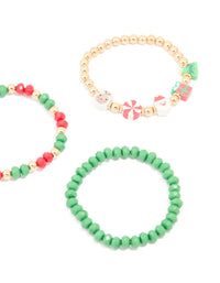 Kids Beaded Santa & Festive Stretch Bracelets 5-Pack - link has visual effect only