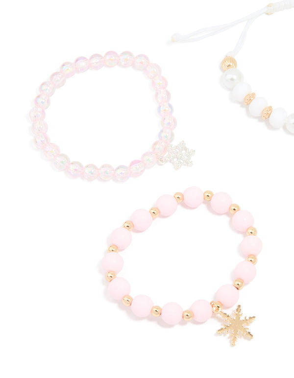 Kids Beaded Snowflake Stretch Bracelets 4-Pack