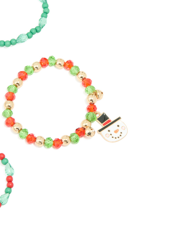 Kids Santa Beaded Stretch Bracelets 4-Pack