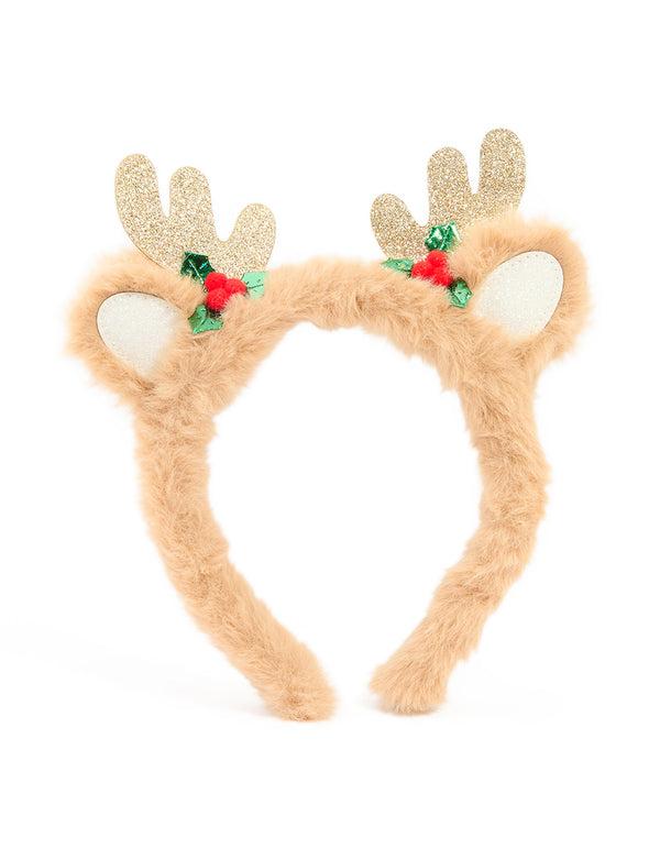 Kids Fluffy Reindeer Antler Headband