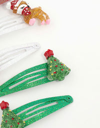 Kids Santa & Reindeer Glitter Snap Clips 6-Pack - link has visual effect only