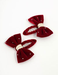 Kids Burgundy Fabric Bow Clips 2-Pack - link has visual effect only