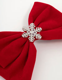 Kids Red Fabric & Diamante Snowflake Bow Clip - link has visual effect only