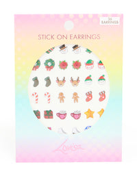 Kids Xmas Stick On Earrings Set - link has visual effect only