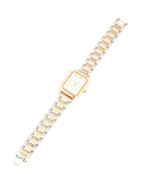 Mixed Metals Rectangle Roman Numeral Watch - link has visual effect only
