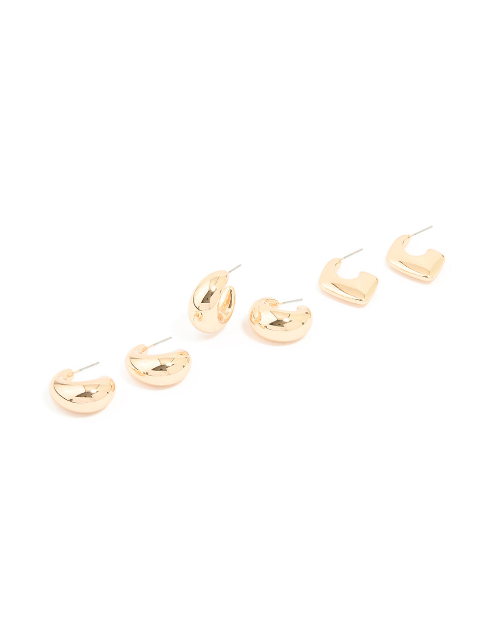 Gold Mixed Teardrop Hoop Earrings 3-Pack
