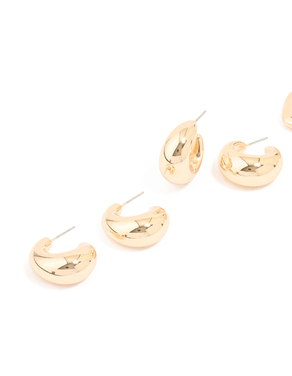 Gold Mixed Teardrop Hoop Earrings 3-Pack