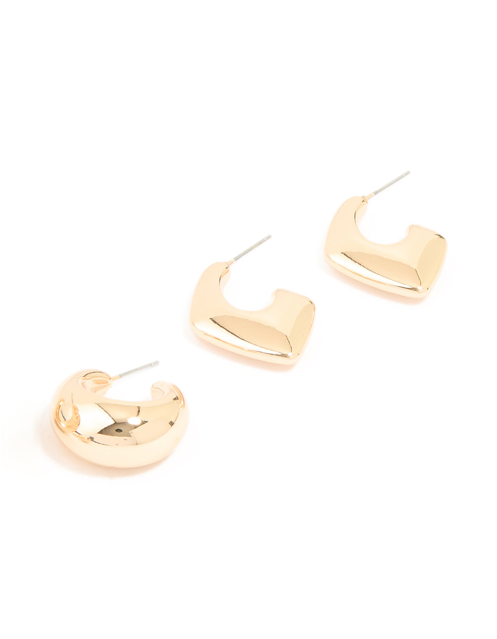 Gold Mixed Teardrop Hoop Earrings 3-Pack