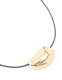 Gold Pebble Cord Medium Pendant Necklace - link has visual effect only