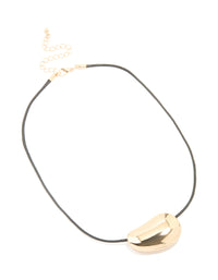 Gold Pebble Cord Medium Pendant Necklace - link has visual effect only