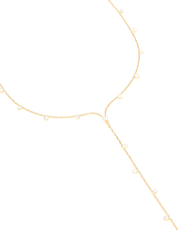 Gold Diamante Marquise Snake Y-Necklace