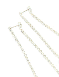 Silver Diamante Cup Chain Pearl Double Drop Earrings - link has visual effect only
