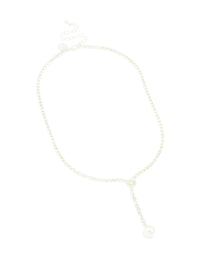 Silver Diamante Cup Chain Pearl Y-Necklace - link has visual effect only