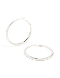 Silver Dome Hoop Earrings - link has visual effect only