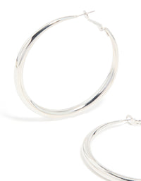 Silver Dome Hoop Earrings - link has visual effect only
