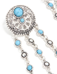 Antique Silver Blue Circle Drop Earrings - link has visual effect only