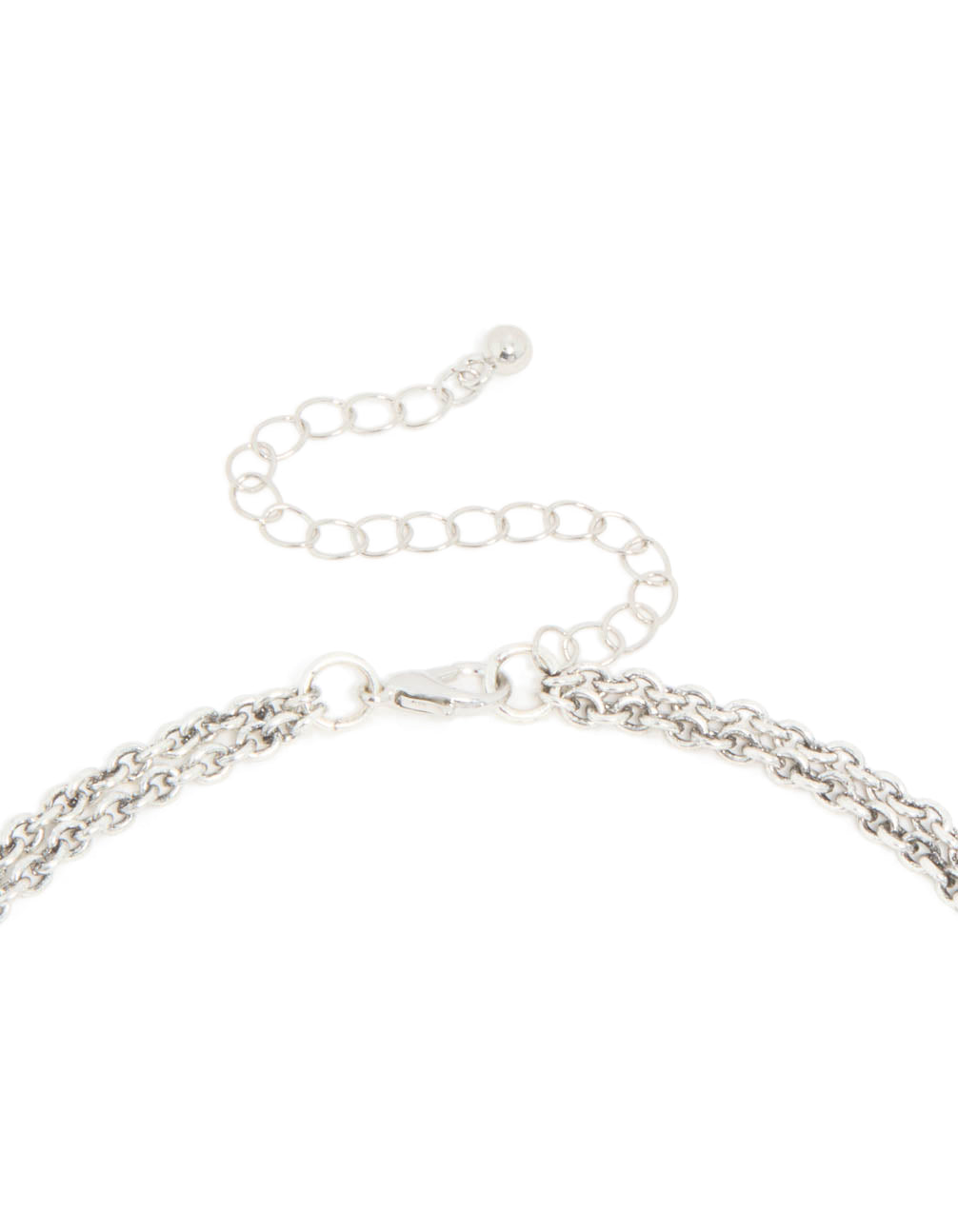 Antique Silver Textured Blue Circle Layered Necklace