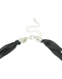Silver Black Cord Fabric Orb Necklace - link has visual effect only