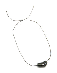 Black Coated Metal Baby Pebble Orb Cord Necklace - link has visual effect only