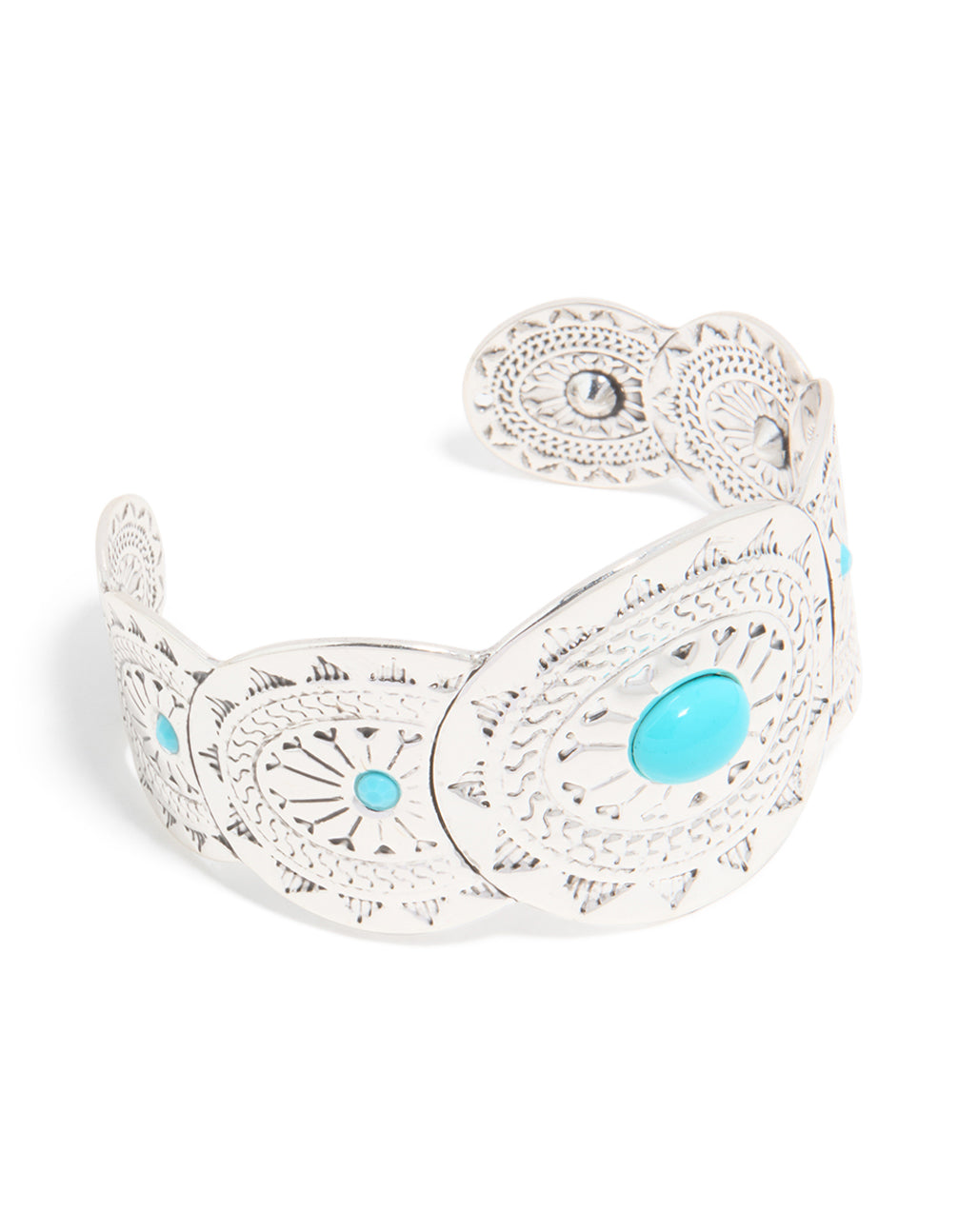 Antique Silver Blue Circle Molten Wrist Cuff