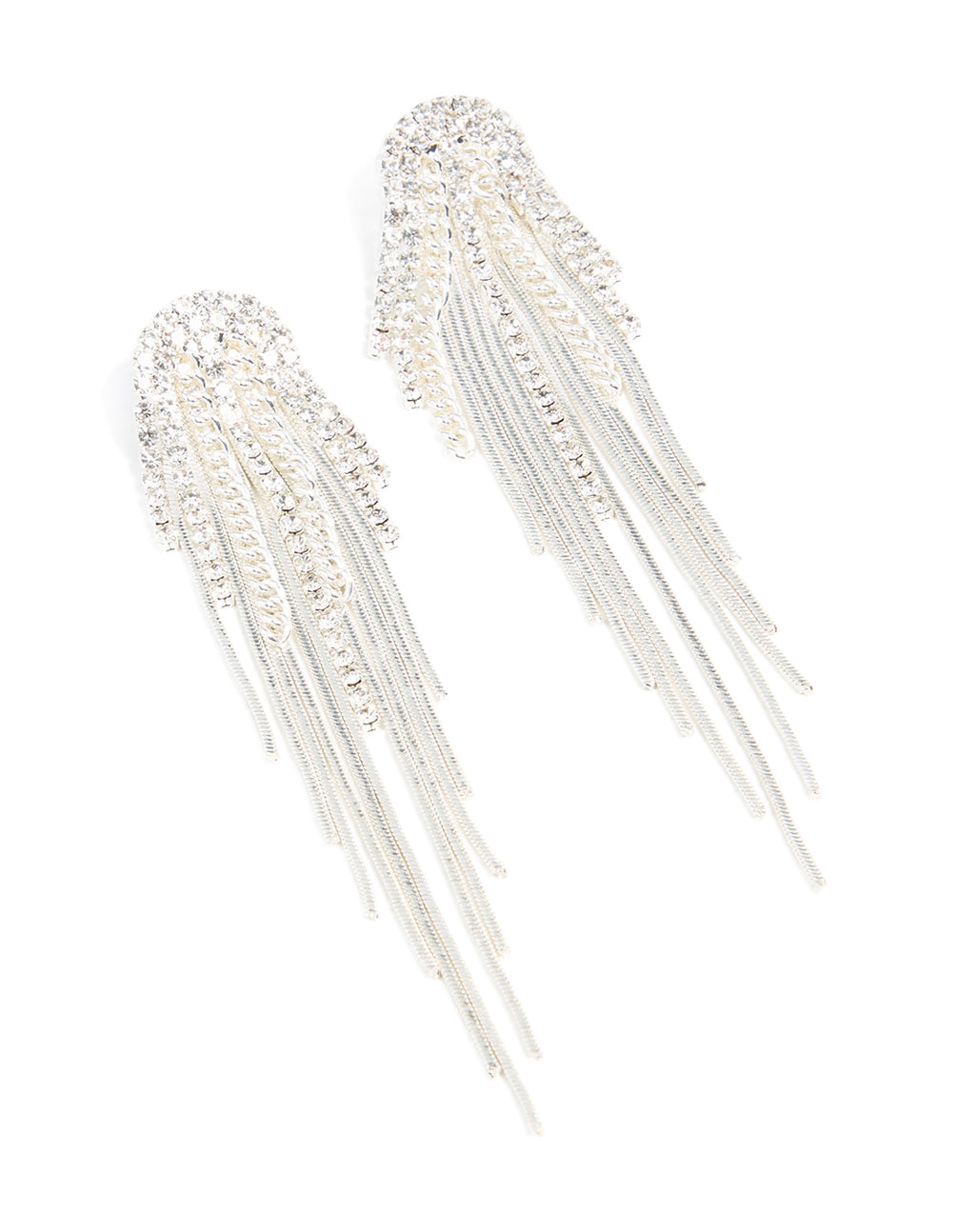 Silver Diamante Multi-Chain Drop Earrings