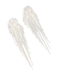 Silver Diamante Multi-Chain Drop Earrings - link has visual effect only
