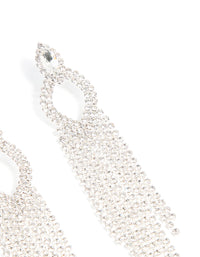 Silver Diamante Pear Tassel Drop Earrings - link has visual effect only