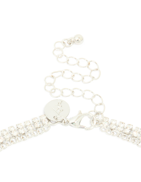 Silver Diamante Princess Statement Necklace