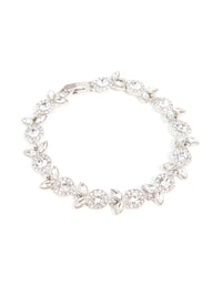 Silver Diamante Floral Leaf Bracelet - link has visual effect only
