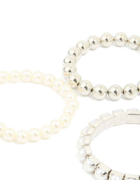 Silver Multi Pearl & Beaded Bracelets 5-Pack - link has visual effect only
