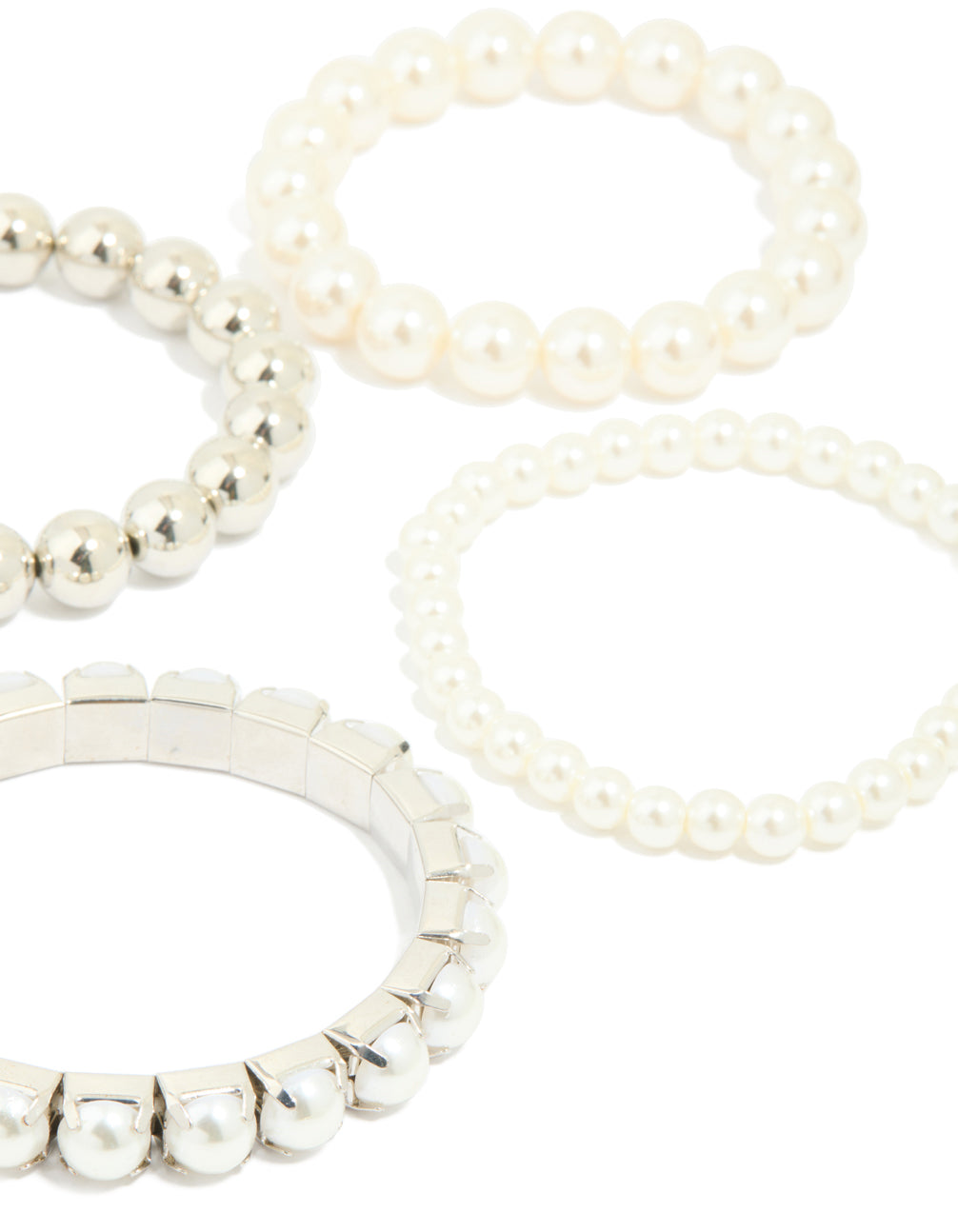 Silver Multi Pearl & Beaded Bracelets 5-Pack