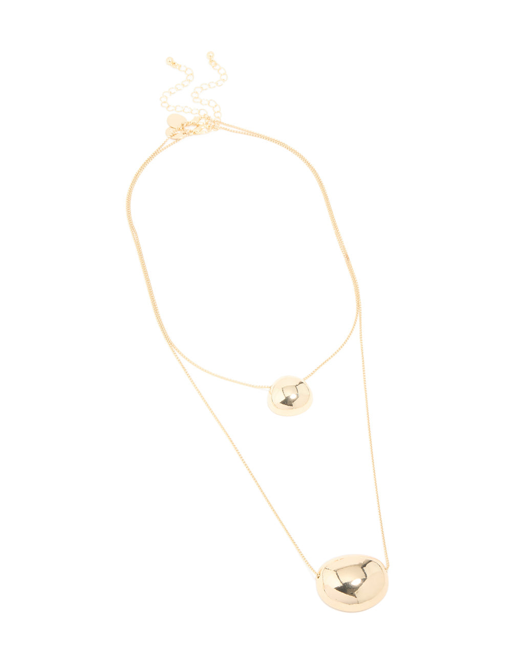 Gold Pebble Pendant Layered Necklace
