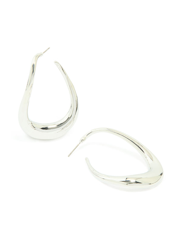 Silver Medium 3D Abstract Round Stud Earrings