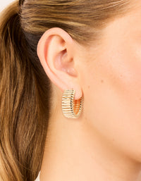 Gold Textured Watch Strap Style Hoop Earrings - link has visual effect only