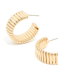 Gold Textured Watch Strap Style Hoop Earrings - link has visual effect only