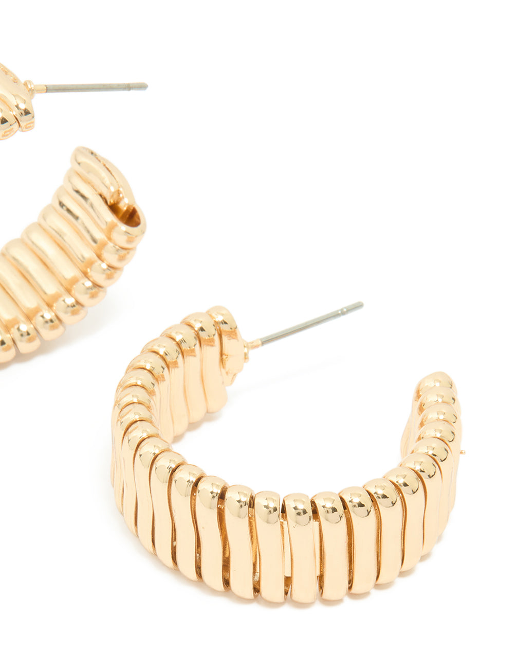 Gold Textured Watch Strap Style Hoop Earrings