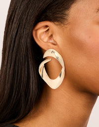 Gold Pear Shaped Open Stud Earrings - link has visual effect only
