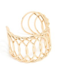 Gold Thick Layered Circle Design Wrist Cuff - link has visual effect only