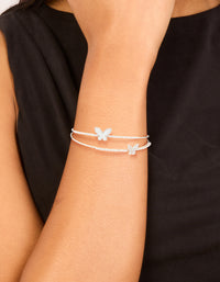 Silver Cubic Zirconia Butterfly Wrist Cuff - link has visual effect only