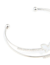Silver Cubic Zirconia Butterfly Wrist Cuff - link has visual effect only