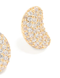 Gold Plated Brass Cubic Zirconia Pavé Pebble Stud Earrings - link has visual effect only