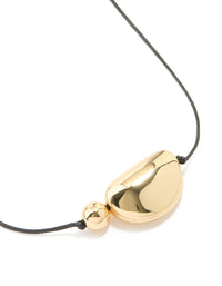 Gold Plated Large Pebble Cord Necklace - link has visual effect only